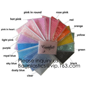 Reclosable Reusable Packing Bubblemetallic glossy holographic cosmetic packing k bubble pouch slider zipper bubble bags